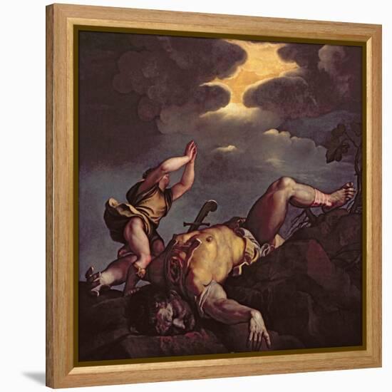 David and Goliath-Titian (Tiziano Vecelli)-Framed Premier Image Canvas