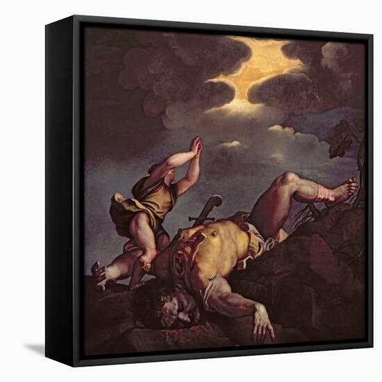 David and Goliath-Titian (Tiziano Vecelli)-Framed Premier Image Canvas