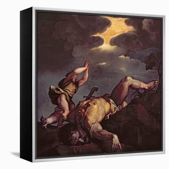 David and Goliath-Titian (Tiziano Vecelli)-Framed Premier Image Canvas