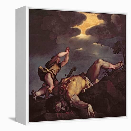 David and Goliath-Titian (Tiziano Vecelli)-Framed Premier Image Canvas