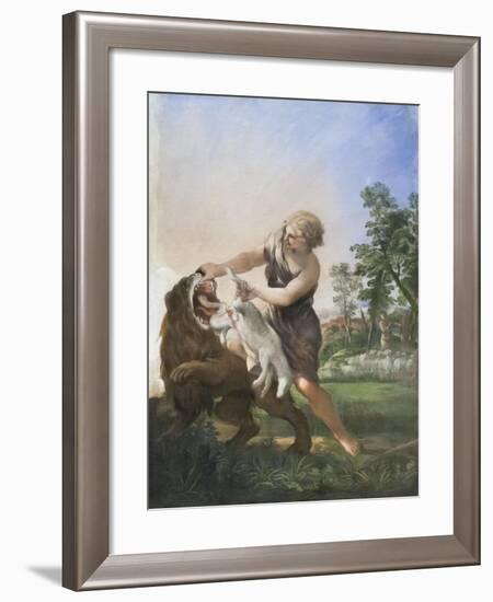 David and the Lion, Unknown Date, Pietro Berrettini Da Cortona, 1597-1669-null-Framed Giclee Print