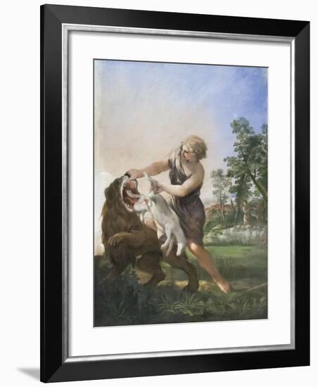 David and the Lion, Unknown Date, Pietro Berrettini Da Cortona, 1597-1669-null-Framed Giclee Print