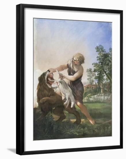 David and the Lion, Unknown Date, Pietro Berrettini Da Cortona, 1597-1669-null-Framed Giclee Print