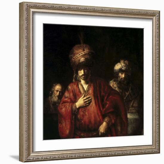 David and Uriah-Rembrandt van Rijn-Framed Giclee Print