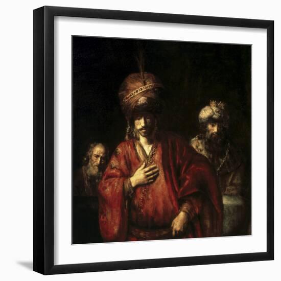 David and Uriah-Rembrandt van Rijn-Framed Giclee Print