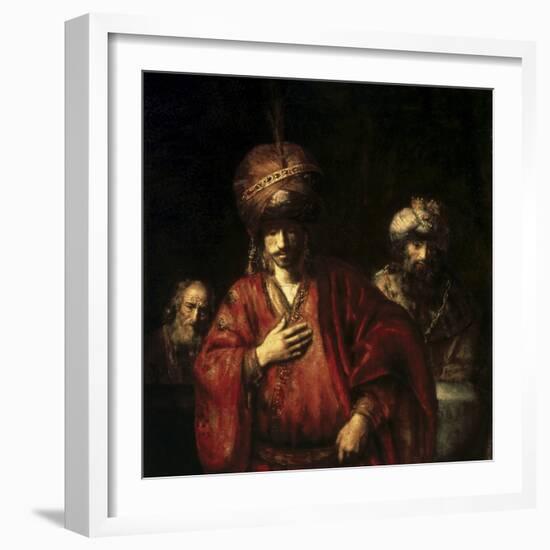 David and Uriah-Rembrandt van Rijn-Framed Giclee Print