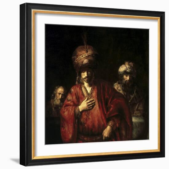 David and Uriah-Rembrandt van Rijn-Framed Giclee Print