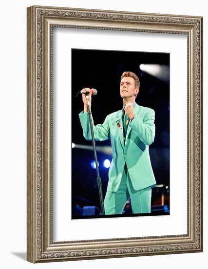 David Bowie at Freddie Mercury Tribute Concert for AIDS Awareness, Wembley Stadium, April 1992-null-Framed Photographic Print