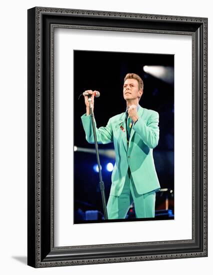 David Bowie at Freddie Mercury Tribute Concert for AIDS Awareness, Wembley Stadium, April 1992-null-Framed Photographic Print