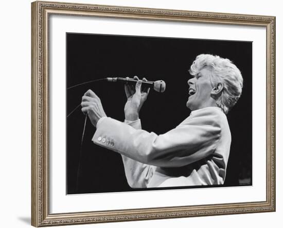 David Bowie Performing at Madison Square Garden-null-Framed Premium Photographic Print