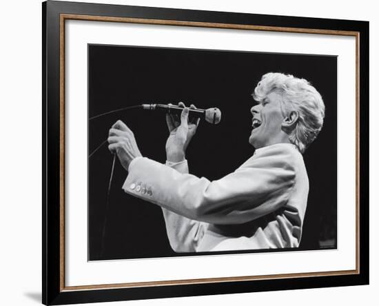 David Bowie Performing at Madison Square Garden-null-Framed Premium Photographic Print
