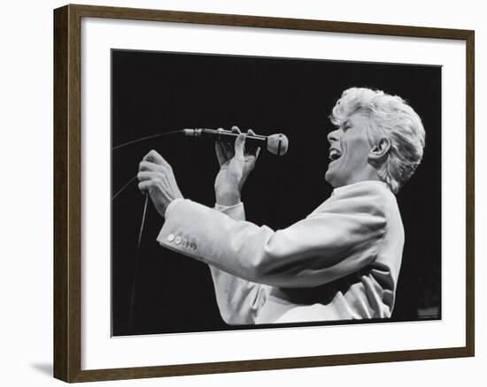 David Bowie Performing at Madison Square Garden-null-Framed Premium Photographic Print