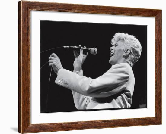 David Bowie Performing at Madison Square Garden-null-Framed Premium Photographic Print