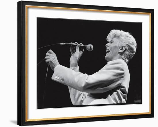 David Bowie Performing at Madison Square Garden-null-Framed Premium Photographic Print