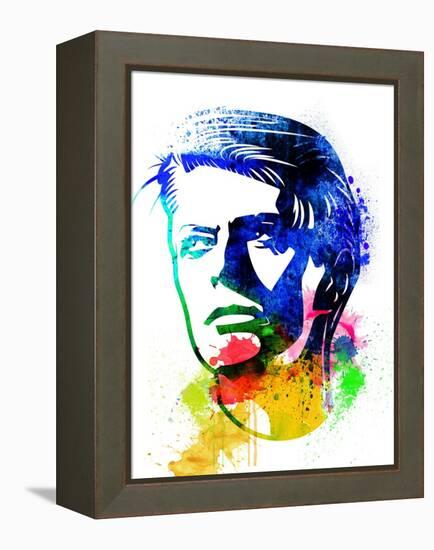 David Bowie Watercolor-Nelly Glenn-Framed Stretched Canvas