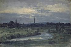 View from Pugin's House Near Salisbury (Oil on Millboard, Mounted as a Drawing)-David Charles Read-Premier Image Canvas