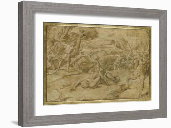 David coupant la tête de Goliath-Raffaello Sanzio-Framed Giclee Print