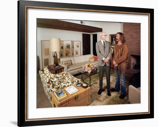 David Crosby Standing with Father Floyd in Father's House-John Olson-Framed Premium Photographic Print