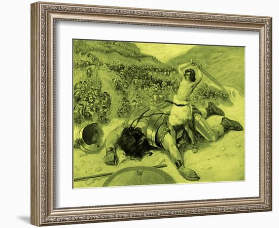 David cuts off head of Goliath by J James Tissot - Bible-James Jacques Joseph Tissot-Framed Giclee Print