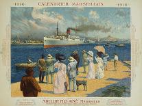 Antibes, Lady in White with Parasol and Dog-David Dellepiane-Art Print