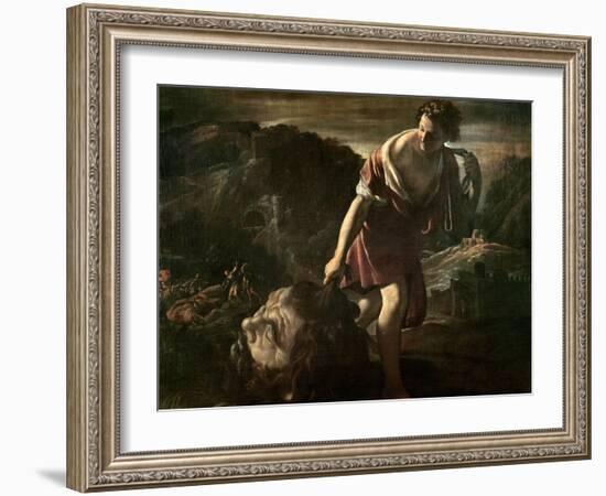 David Dragging Goliath's Head-Giovanni Lanfranco-Framed Giclee Print