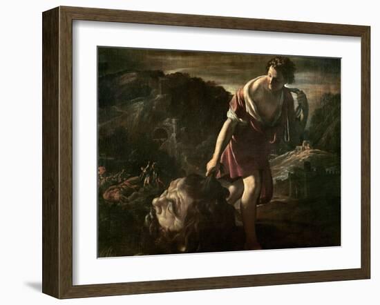 David Dragging Goliath's Head-Giovanni Lanfranco-Framed Giclee Print