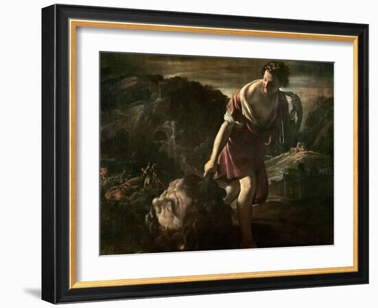 David Dragging Goliath's Head-Giovanni Lanfranco-Framed Giclee Print