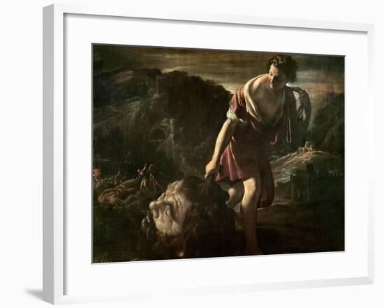 David Dragging Goliath's Head-Giovanni Lanfranco-Framed Giclee Print