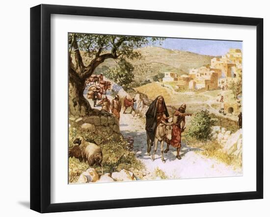 David, Fleeing from Jerusalem, Is Cursed by Shimei-William Brassey Hole-Framed Giclee Print