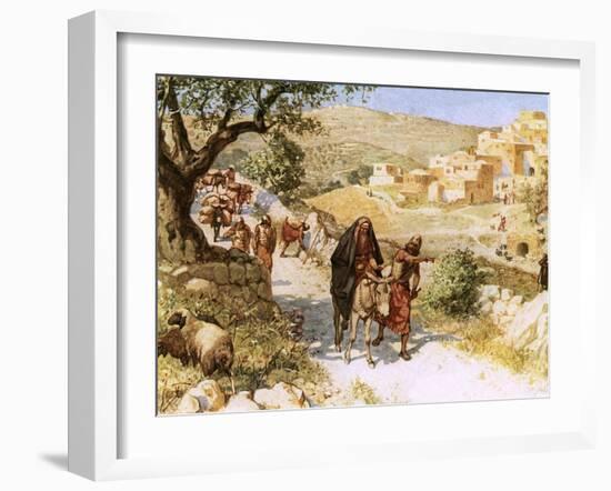 David, Fleeing from Jerusalem, Is Cursed by Shimei-William Brassey Hole-Framed Giclee Print