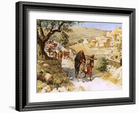 David, Fleeing from Jerusalem, Is Cursed by Shimei-William Brassey Hole-Framed Giclee Print