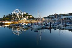 Torquay Harbour at Sunrise Reflection of Ferris Wheel and Boat Mast in Water June 2015 Devon UK-David Holbrook-Photographic Print