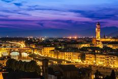 Night View over Arno River in Florence, Italy-David Ionut-Framed Photographic Print