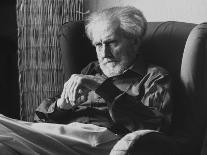 Poet Ezra Pound, 95, Relaxing in Wing Chair in Apt-David Lees-Premium Photographic Print