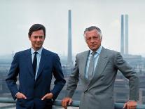 President of Fiat Gianni Agnelli Standing with Cars and Fiat Factory in Background-David Lees-Premium Photographic Print