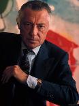 President of Fiat Gianni Agnelli Standing with Cars and Fiat Factory in Background-David Lees-Premium Photographic Print