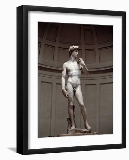 David. Marble Sculpture Made by Michelangelo Buonarroti Dit Michelangelo (Michelangelo or Michel An-Michelangelo Buonarroti-Framed Giclee Print