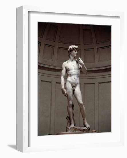 David. Marble Sculpture Made by Michelangelo Buonarroti Dit Michelangelo (Michelangelo or Michel An-Michelangelo Buonarroti-Framed Giclee Print