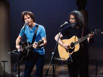 Subject: Jimmy Page and Robert Plant Formerly of Led Zeppelin Performing at Live Aid-David Mcgough-Framed Premium Photographic Print