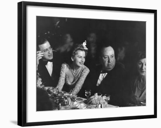 David O. Selznick,Joan Fontaine, and Alfred Hitchcock and Wife at Academy Award Presentation Dinner-Peter Stackpole-Framed Premium Photographic Print