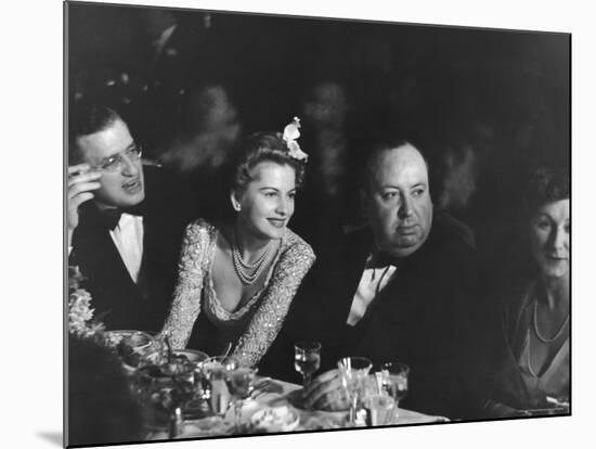 David O. Selznick,Joan Fontaine, and Alfred Hitchcock and Wife at Academy Award Presentation Dinner-Peter Stackpole-Mounted Premium Photographic Print