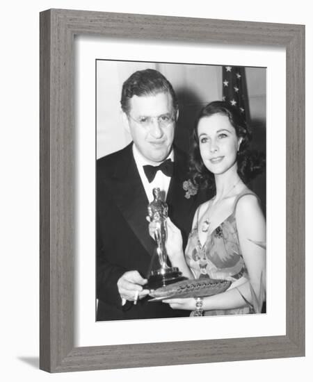 David O. Selznick Presented Vivian Leigh with Her Oscar for Gone with the Wind-null-Framed Photo