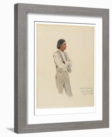 David Pharohh, the Last of the Montauks, 1874 (W/C, Gouache & Charcoal on Paper)-Winslow Homer-Framed Giclee Print