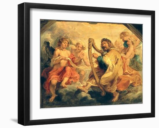 David Playing on His Harp (Oil on Panel)-Peter Paul Rubens-Framed Giclee Print