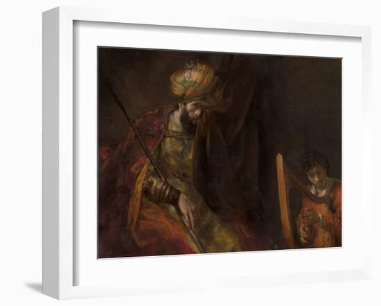 David Playing on the Harp Before Saul, 1658-59-Rembrandt van Rijn-Framed Giclee Print