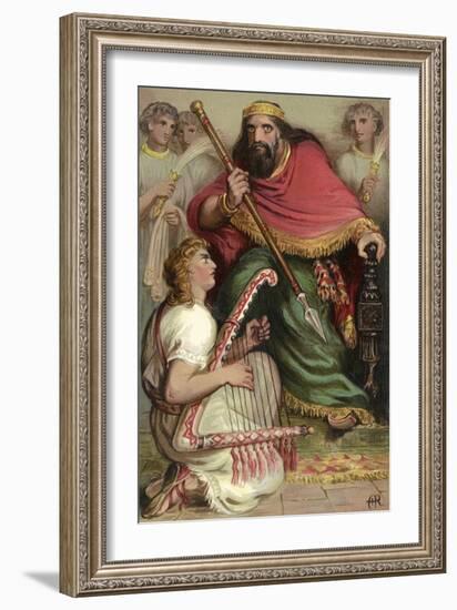 David Playing on the Harp before Saul-null-Framed Giclee Print