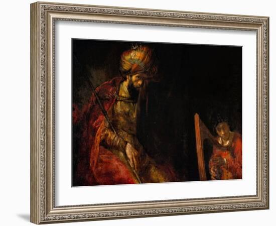 David Playing the Harp Before Saul, 1657-Rembrandt van Rijn-Framed Giclee Print