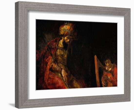 David Playing the Harp Before Saul, 1657-Rembrandt van Rijn-Framed Giclee Print