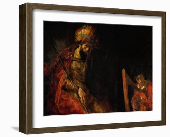 David Playing the Harp Before Saul, 1657-Rembrandt van Rijn-Framed Giclee Print