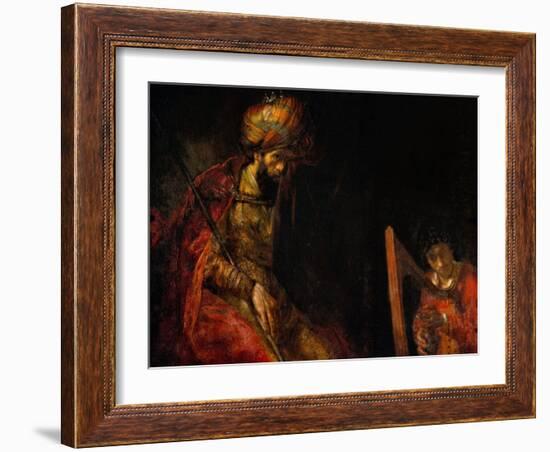 David Playing the Harp Before Saul, 1657-Rembrandt van Rijn-Framed Giclee Print